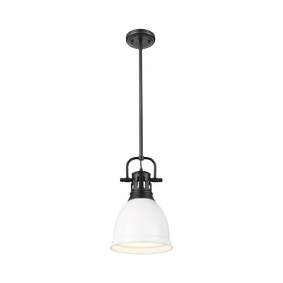 Yep by Golden Lighting Duncan 1-light 9in Rod Hung Pendant in Matte Black and Matte White shade - - Golden Lighting