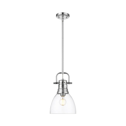 Yep by Golden Lighting Duncan 1-light 9in rod hung Pendant in Chrome and Clear Glass - - Golden Lighting