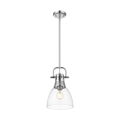 Yep by Golden Lighting Duncan 1-light 9in rod hung Pendant in Chrome and Clear Glass - - Golden Lighting