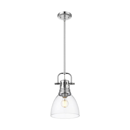 Yep by Golden Lighting Duncan 1-light 9in rod hung Pendant in Chrome and Clear Glass - - Golden Lighting