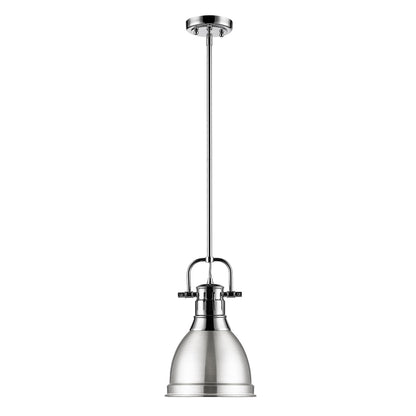 Yep by Golden Lighting Duncan 1-light 9in Rod Hung Pendant in Chrome and Pewter shade - - Golden Lighting