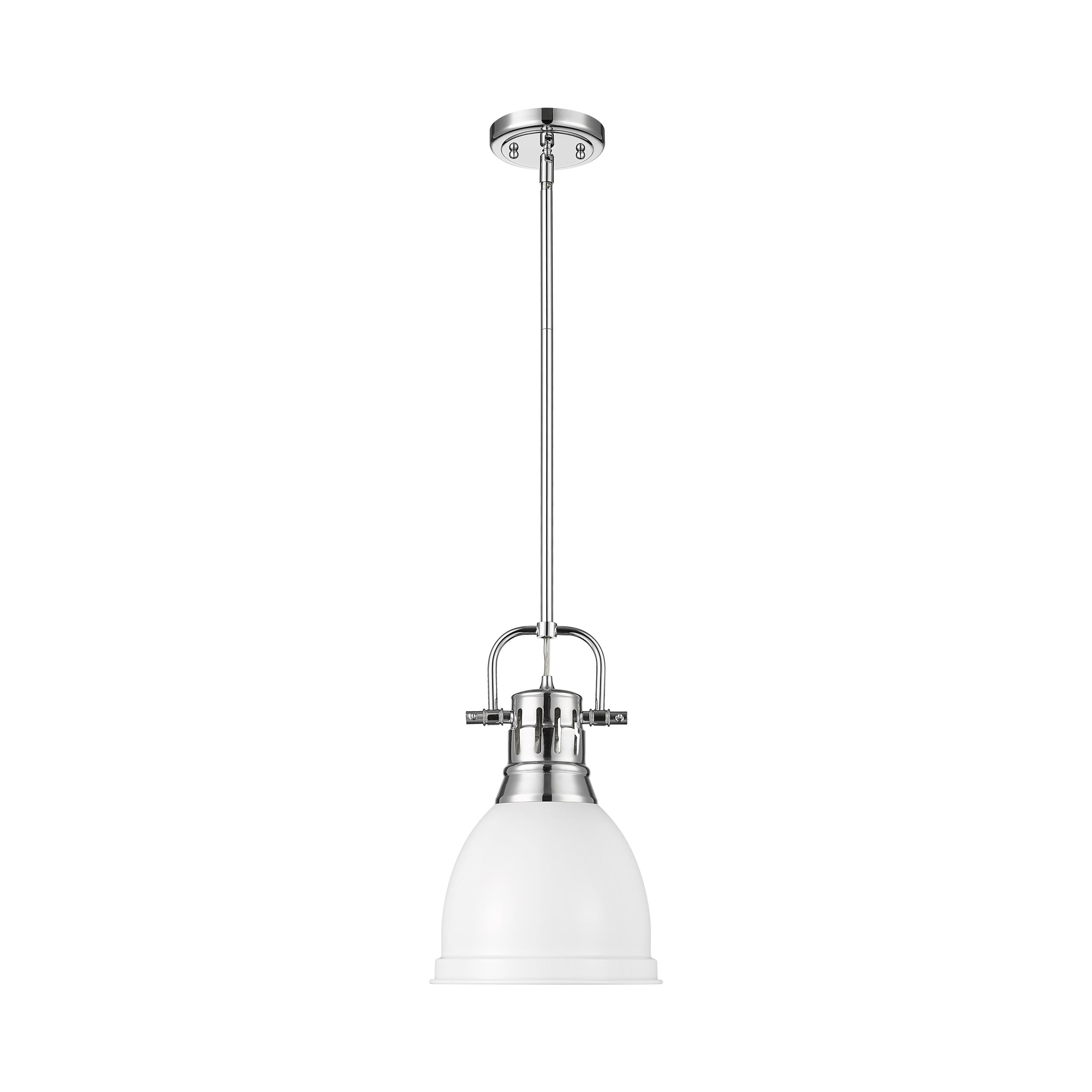 Yep by Golden Lighting Duncan 1-light 9in Rod Hung Pendant in Chrome and Matte White shade - - Golden Lighting