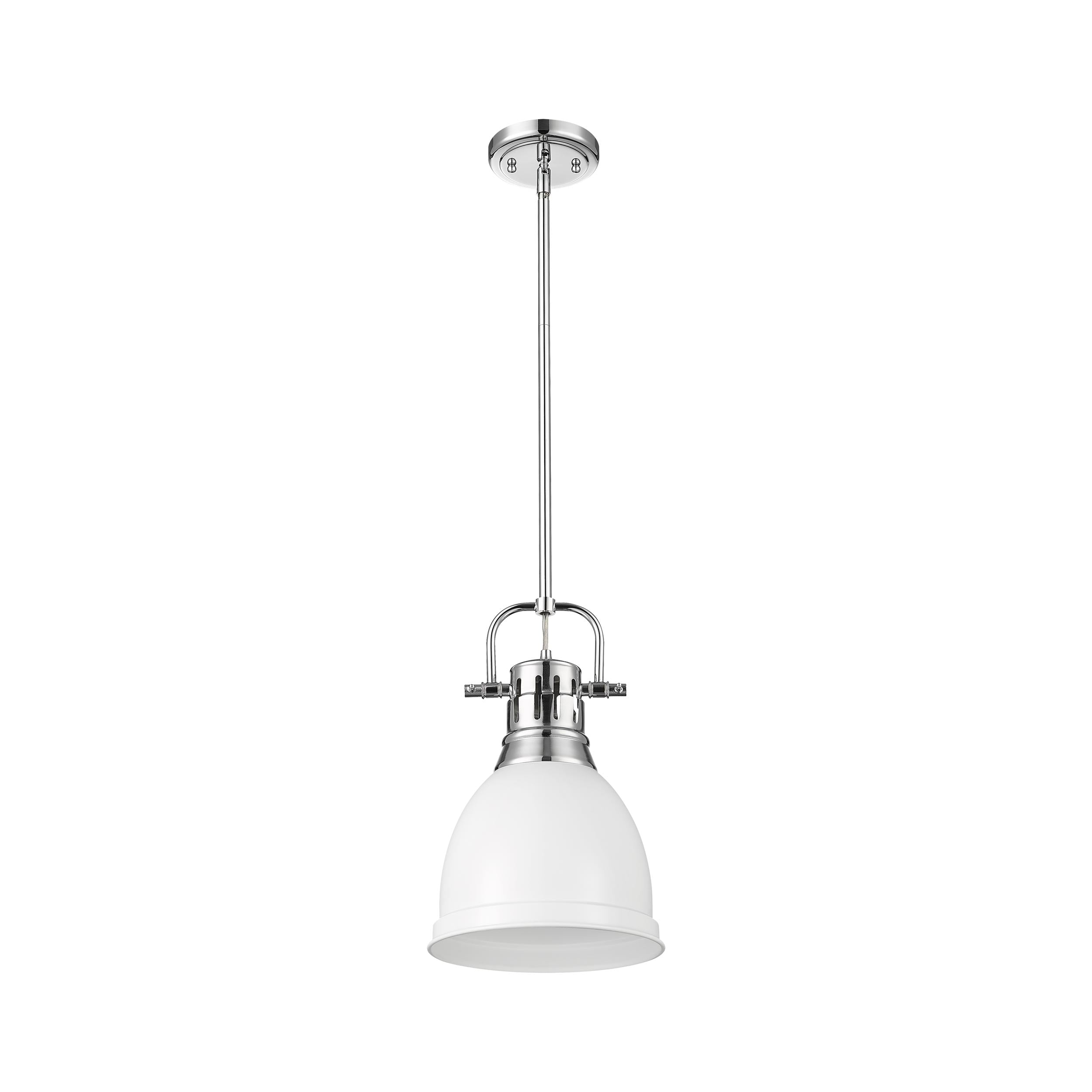 Yep by Golden Lighting Duncan 1-light 9in Rod Hung Pendant in Chrome and Matte White shade - - Golden Lighting