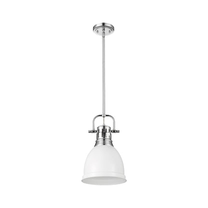 Yep by Golden Lighting Duncan 1-light 9in Rod Hung Pendant in Chrome and Matte White shade - - Golden Lighting