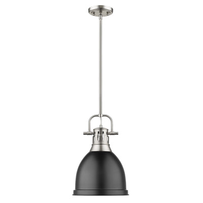 Yep by Golden Lighting Duncan 1-light 9in Rod Hung Pendant in Pewter and Matte Black shade - - Golden Lighting
