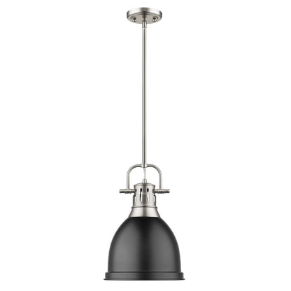 Yep by Golden Lighting Duncan 1-light 9in Rod Hung Pendant in Pewter and Matte Black shade - - Golden Lighting