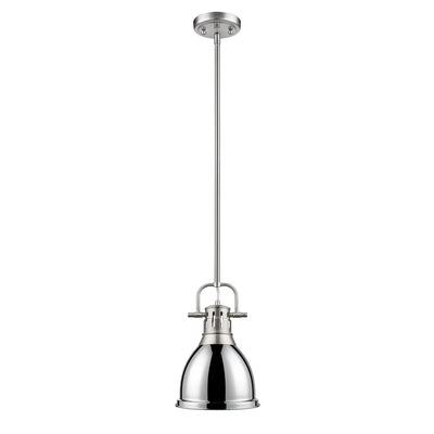 Yep by Golden Lighting Duncan 1-light 9in Rod Hung Pendant in Pewter and Chrome shade - - Golden Lighting