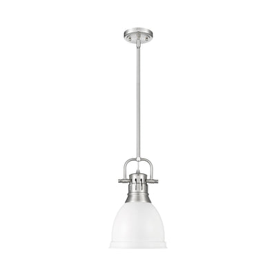 Yep by Golden Lighting Duncan 1-light 9in Rod Hung Pendant in Pewter and Matte White shade - - Golden Lighting