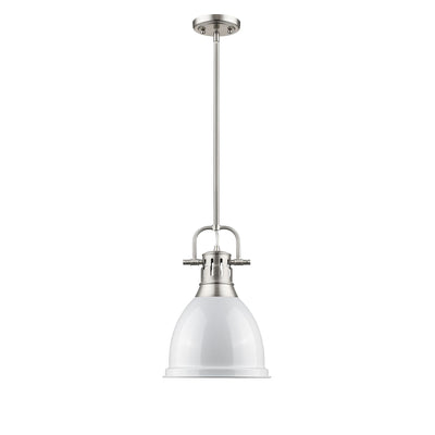 Yep by Golden Lighting Duncan 1-light 9in Rod Hung Pendant in Pewter and White shade - - Golden Lighting