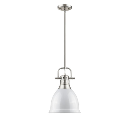Yep by Golden Lighting Duncan 1-light 9in Rod Hung Pendant in Pewter and White shade - - Golden Lighting