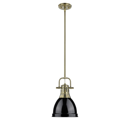 Duncan Small Pendant with Rod in Aged Brass with Black - Default Title - Golden Lighting