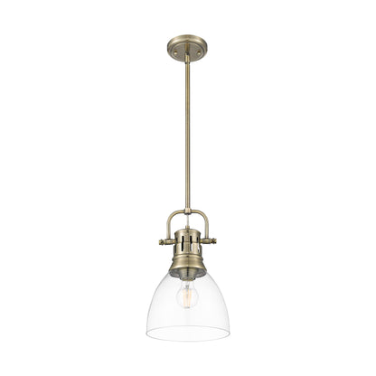 Duncan Small Pendant with Rod in Aged Brass with Clear Glass - Default Title - Golden Lighting