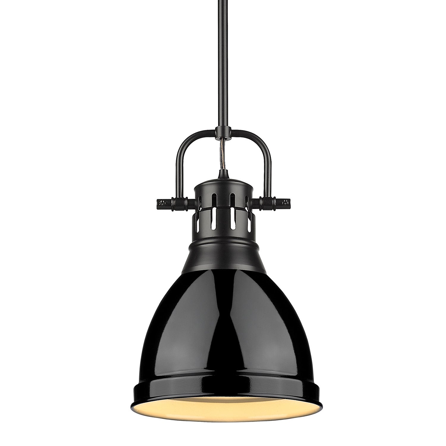 Duncan Small Pendant with Rod in Matte Black with Black - - Golden Lighting