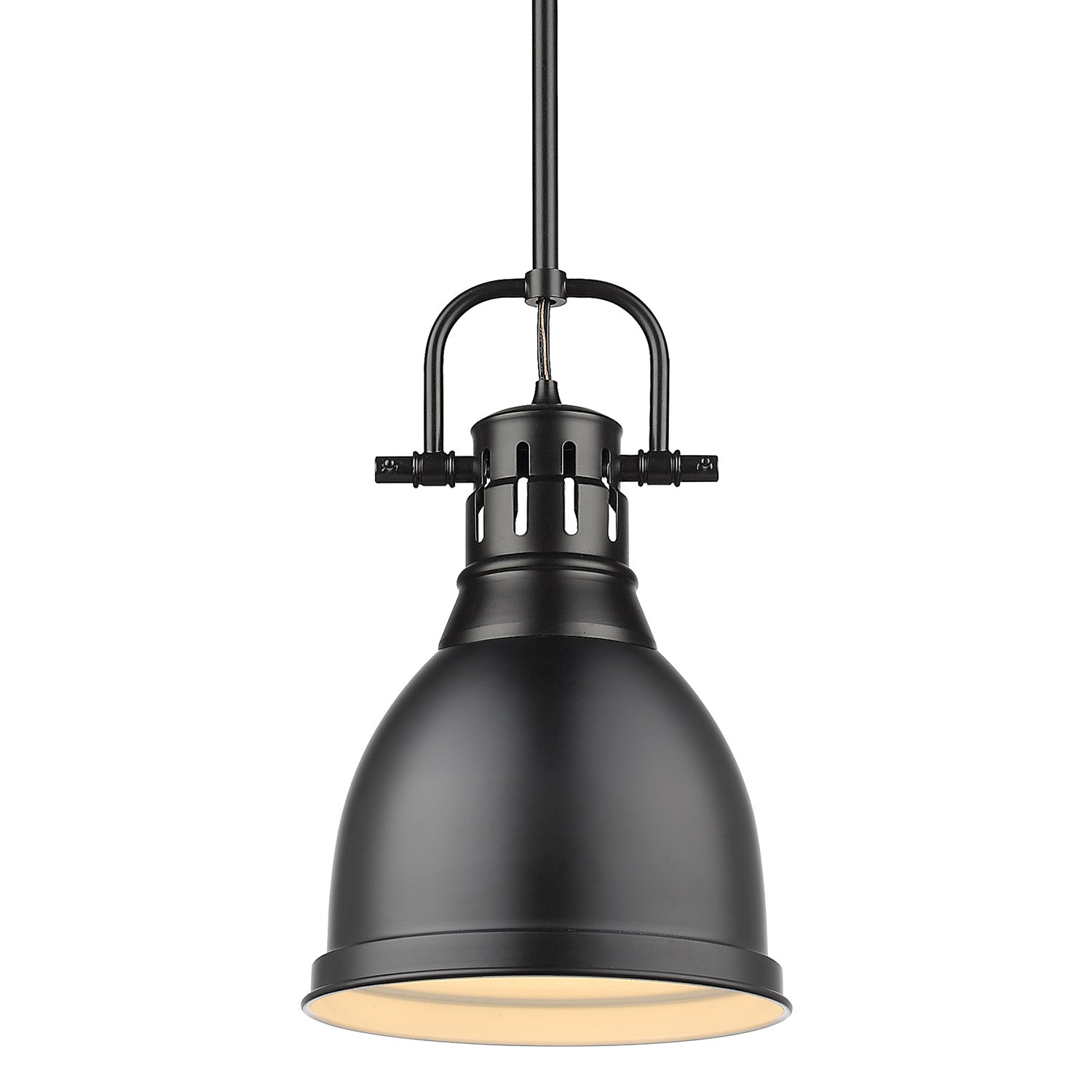 Duncan Small Pendant with Rod in Matte Black with a Matte Black Shade - - Golden Lighting