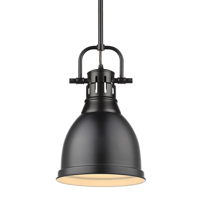 Yep by Golden Lighting Duncan 1-light 9in Rod Hung Pendant in Matte Black - Default Title - Golden Lighting