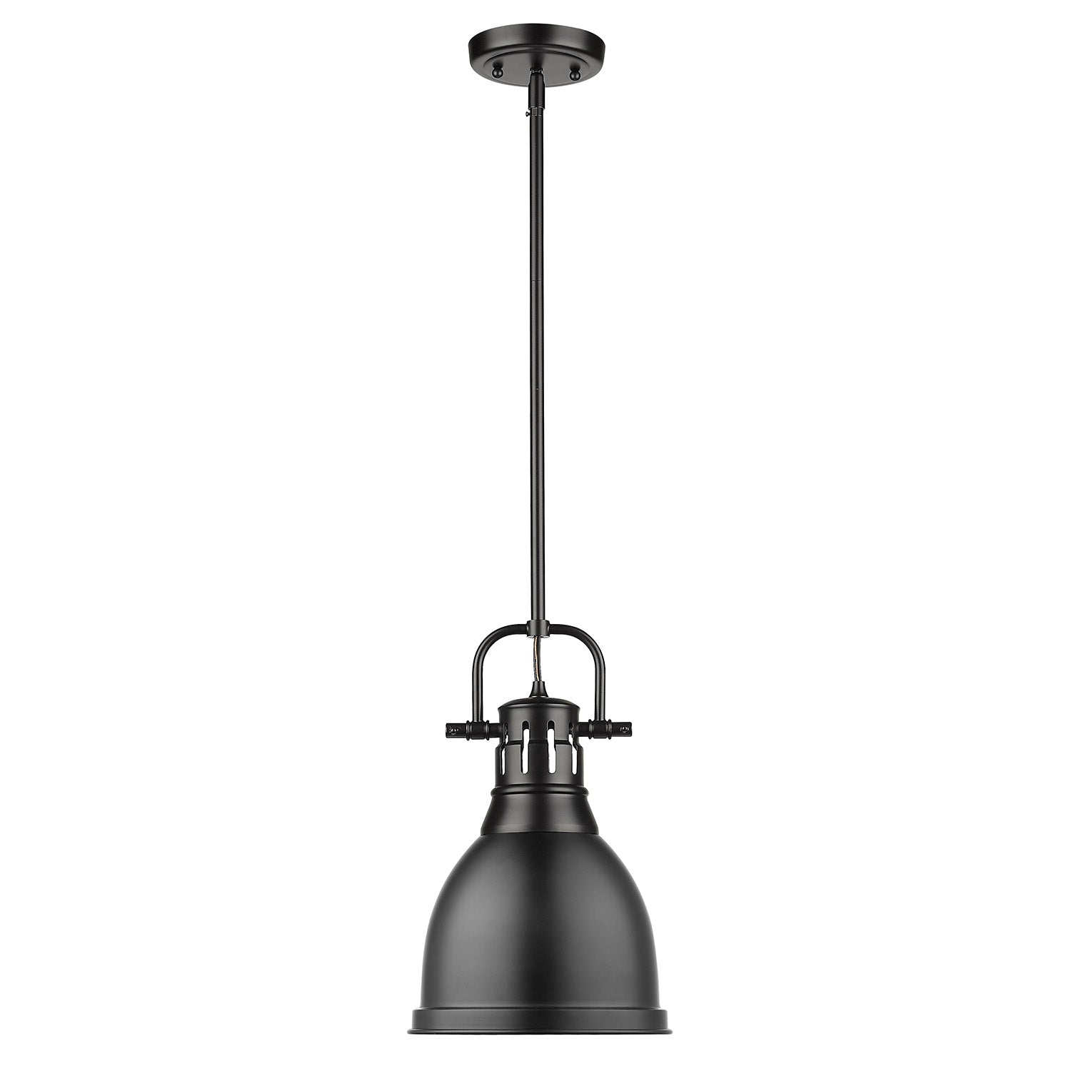 Duncan Small Pendant with Rod in Matte Black with a Matte Black Shade - Default Title - Golden Lighting
