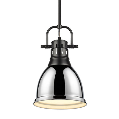 Yep by Golden Lighting Duncan 1-light 9in Rod Hung Pendant in Matte Black and Chrome shade - Default Title - Golden Lighting