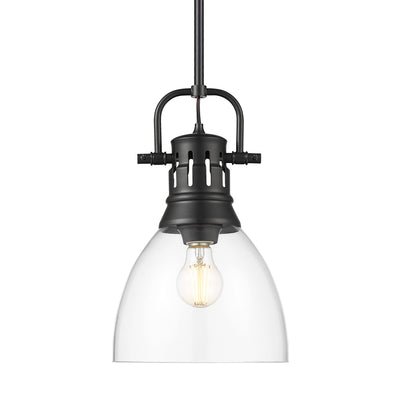 Yep by Golden Lighting Duncan 1-light 9in rod hung Pendant in Matte Black and Clear Glass - Default Title - Golden Lighting