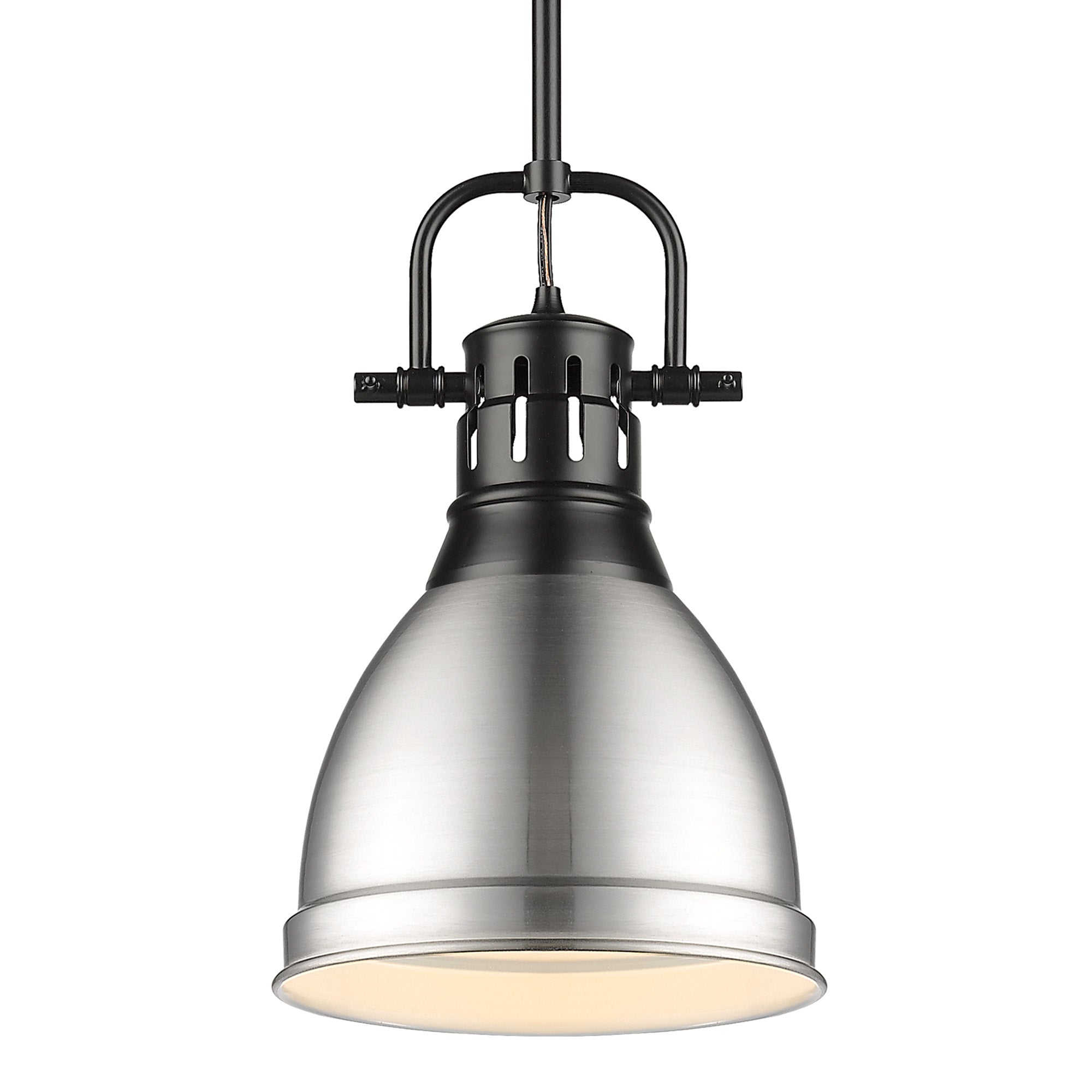 Duncan Small Pendant with Rod in Matte Black with Pewter - - Golden Lighting