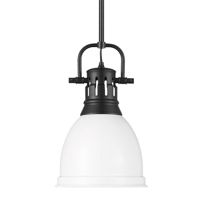 Yep by Golden Lighting Duncan 1-light 9in Rod Hung Pendant in Matte Black and Matte White shade - Default Title - Golden Lighting