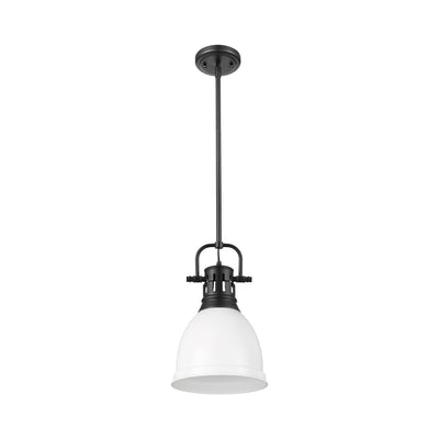 Yep by Golden Lighting Duncan 1-light 9in Rod Hung Pendant in Matte Black and Matte White shade - - Golden Lighting