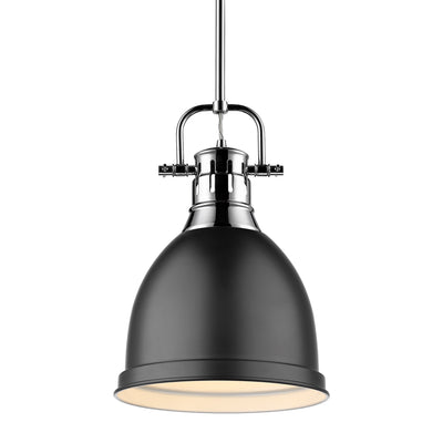 Yep by Golden Lighting Duncan 1-light 9in Rod Hung Pendant in Chrome and Matte Black shade - Default Title - Golden Lighting