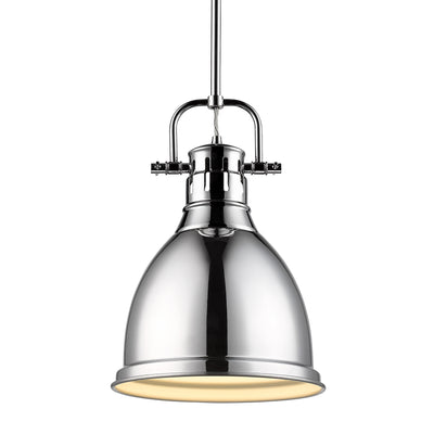 Yep by Golden Lighting Duncan 1-light 9in Rod Hung Pendant in Chrome - Default Title - Golden Lighting
