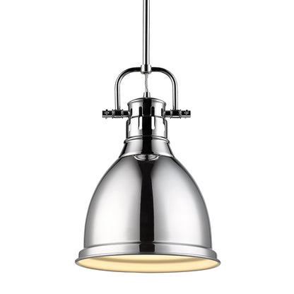 Yep by Golden Lighting Duncan 1-light 9in Rod Hung Pendant in Chrome