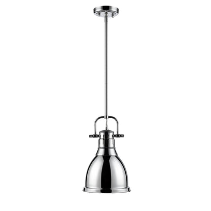 Duncan Small Pendant with Rod in Chrome with a Chrome Shade - Default Title - Golden Lighting
