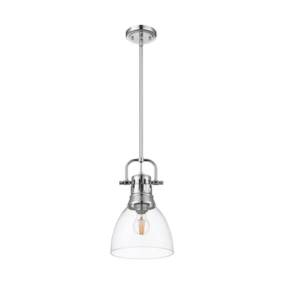 Yep by Golden Lighting Duncan 1-light 9in rod hung Pendant in Chrome and Clear Glass - - Golden Lighting