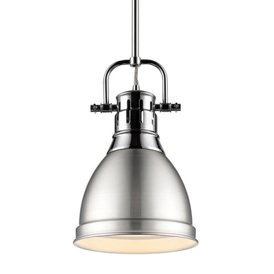 Yep by Golden Lighting Duncan 1-light 9in Rod Hung Pendant in Chrome and Pewter shade - Default Title - Golden Lighting