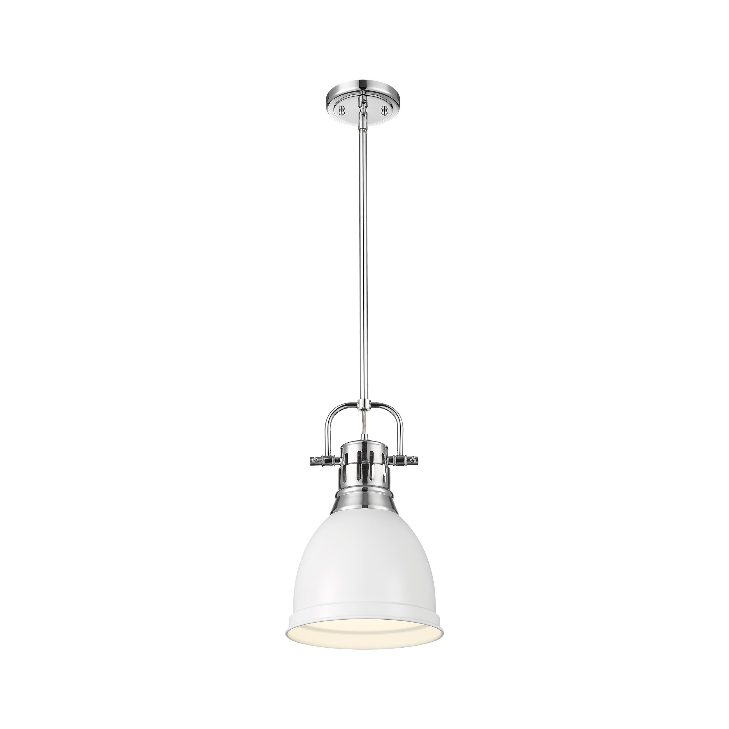 Yep by Golden Lighting Duncan 1-light 9in Rod Hung Pendant in Chrome and Matte White shade - - Golden Lighting