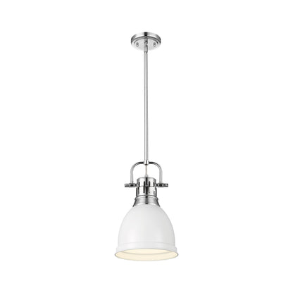 Yep by Golden Lighting Duncan 1-light 9in Rod Hung Pendant in Chrome and Matte White shade - - Golden Lighting