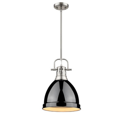 Yep by Golden Lighting Duncan 1-light 9in Rod Hung Pendant in Pewter and Black shade - - Golden Lighting