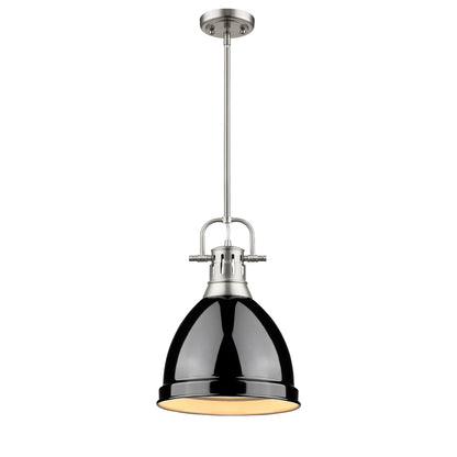 Yep by Golden Lighting Duncan 1-light 9in Rod Hung Pendant in Pewter and Black shade - - Golden Lighting