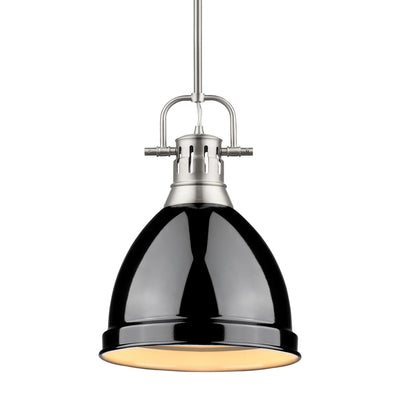 Yep by Golden Lighting Duncan 1-light 9in Rod Hung Pendant in Pewter and Black shade - Default Title - Golden Lighting