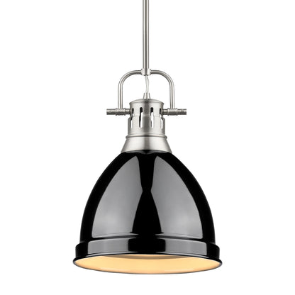 Yep by Golden Lighting Duncan 1-light 9in Rod Hung Pendant in Pewter and Black shade
