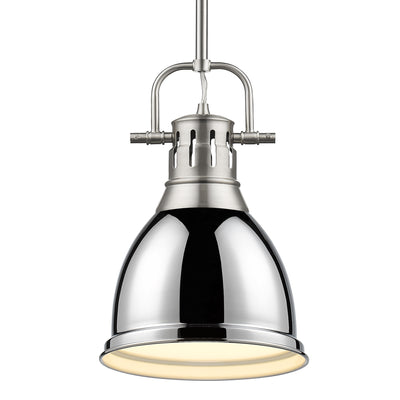 Yep by Golden Lighting Duncan 1-light 9in Rod Hung Pendant in Pewter and Chrome shade - Default Title - Golden Lighting