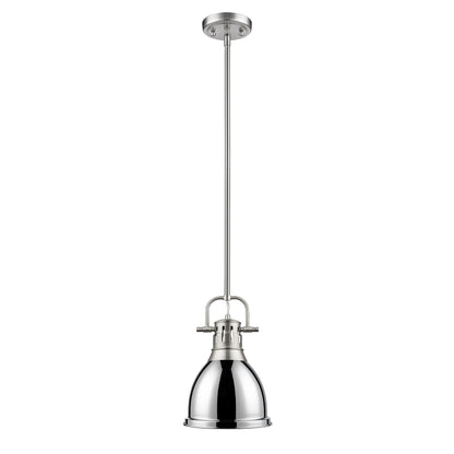 Duncan Small Pendant with Rod in Pewter with Chrome - Pewter / Chrome / Silver - Golden Lighting