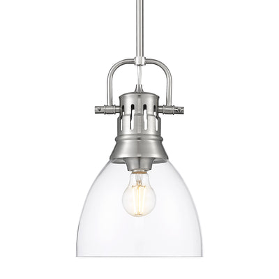 Yep by Golden Lighting Duncan 1-light 9in rod hung Pendant in Pewter and Clear Glass - Default Title - Golden Lighting