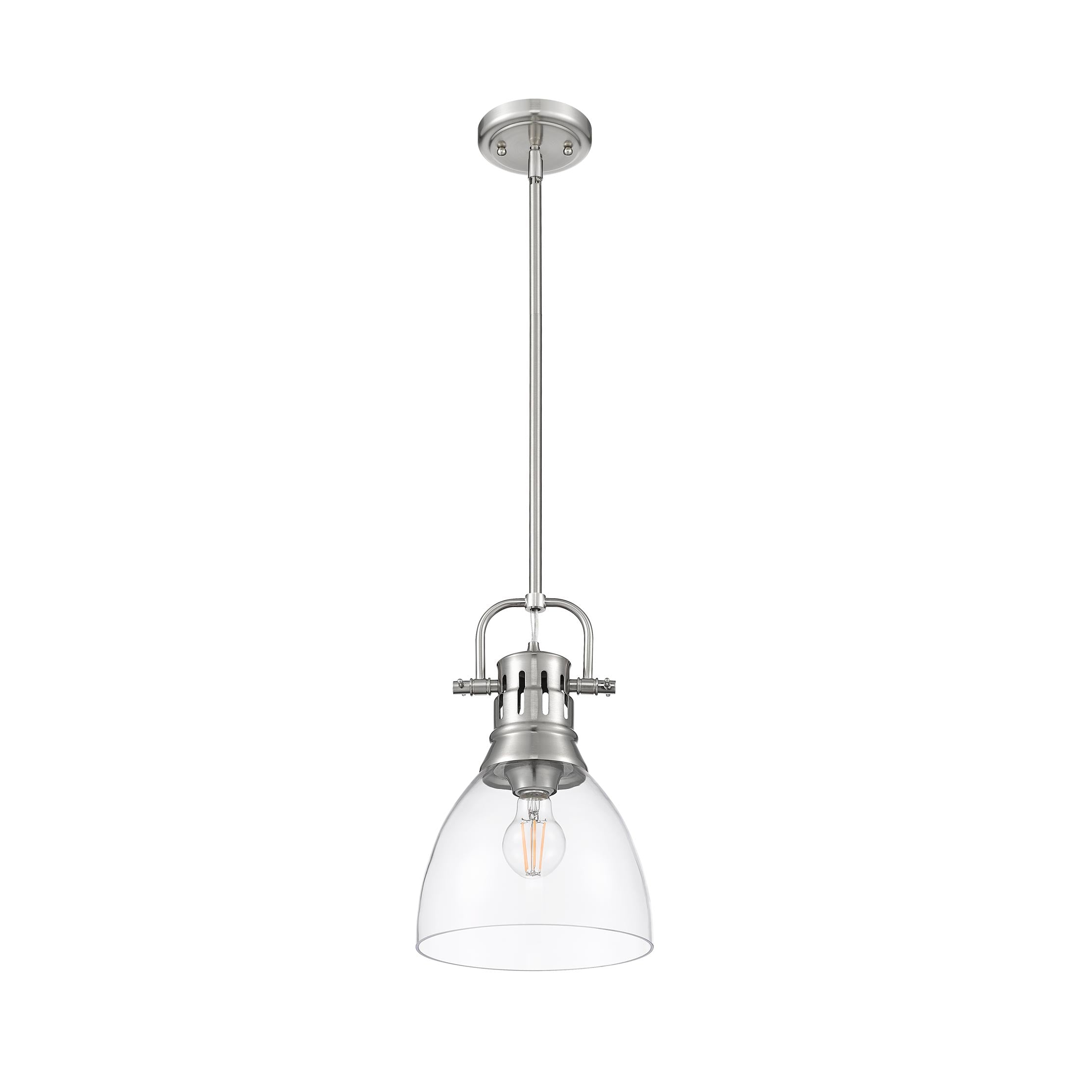 Duncan Small Pendant with Rod in Pewter with Clear Glass - Default Title - Golden Lighting