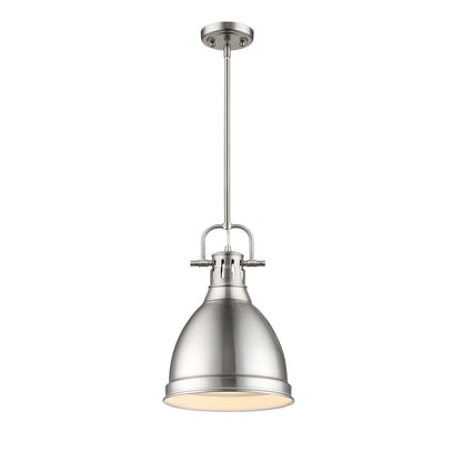 Duncan Small Pendant with Rod in Pewter with a Pewter Shade - - Golden Lighting