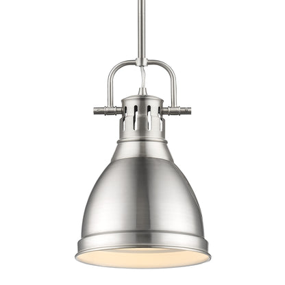 Yep by Golden Lighting Duncan 1-light 9in Rod Hung Pendant in Pewter