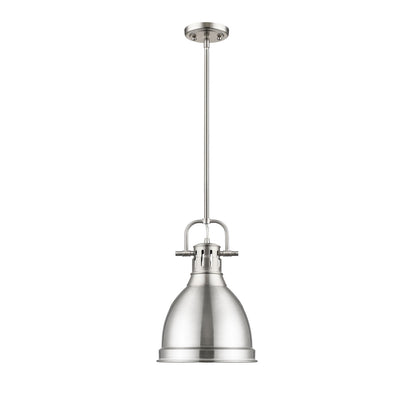 Duncan Small Pendant with Rod in Pewter with a Pewter Shade - Pewter / Pewter / Silver - Golden Lighting