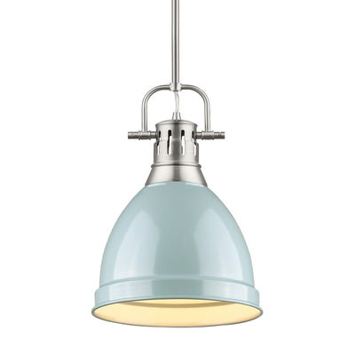 Yep by Golden Lighting Duncan 1-light 9in Rod Hung Pendant in Pewter and Seafoam shade - Default Title - Golden Lighting