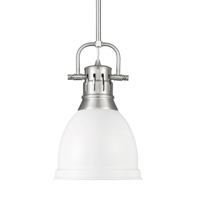 Yep by Golden Lighting Duncan 1-light 9in Rod Hung Pendant in Pewter and Matte White shade - Default Title - Golden Lighting