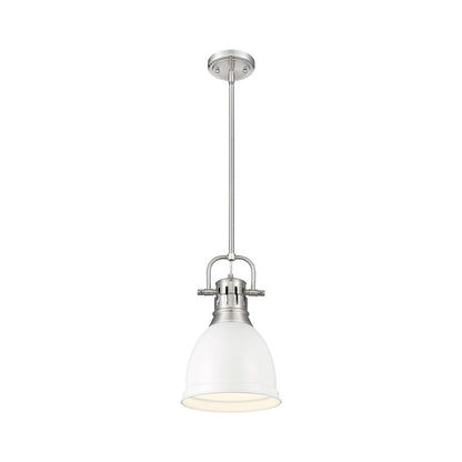 Yep by Golden Lighting Duncan 1-light 9in Rod Hung Pendant in Pewter and Matte White shade
