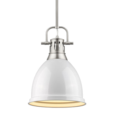 Yep by Golden Lighting Duncan 1-light 9in Rod Hung Pendant in Pewter and White shade - Default Title - Golden Lighting