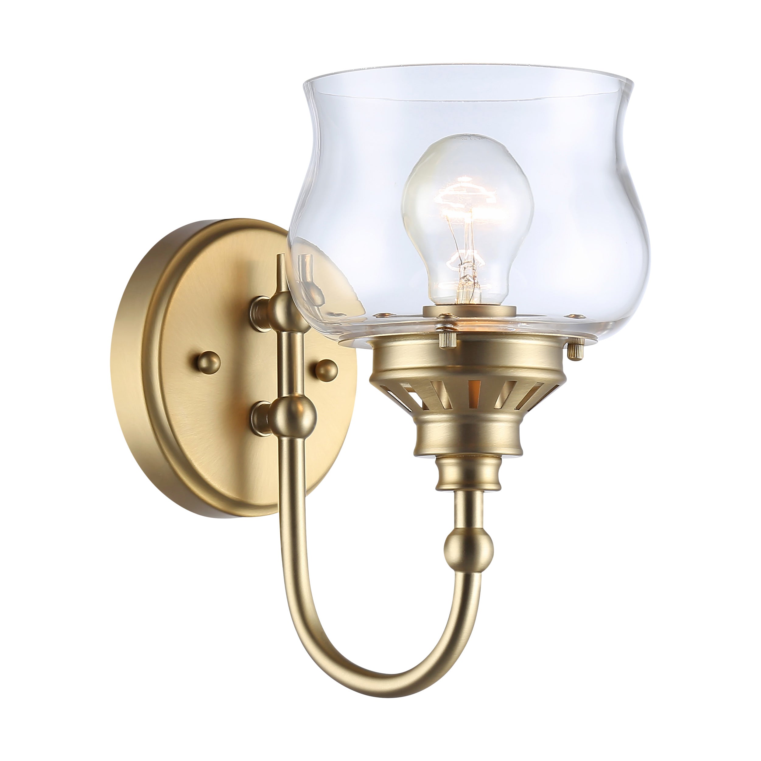 Wry Lighting Daphne 1-light Wall Sconce in Brushed Champagne Brass - - Golden Lighting