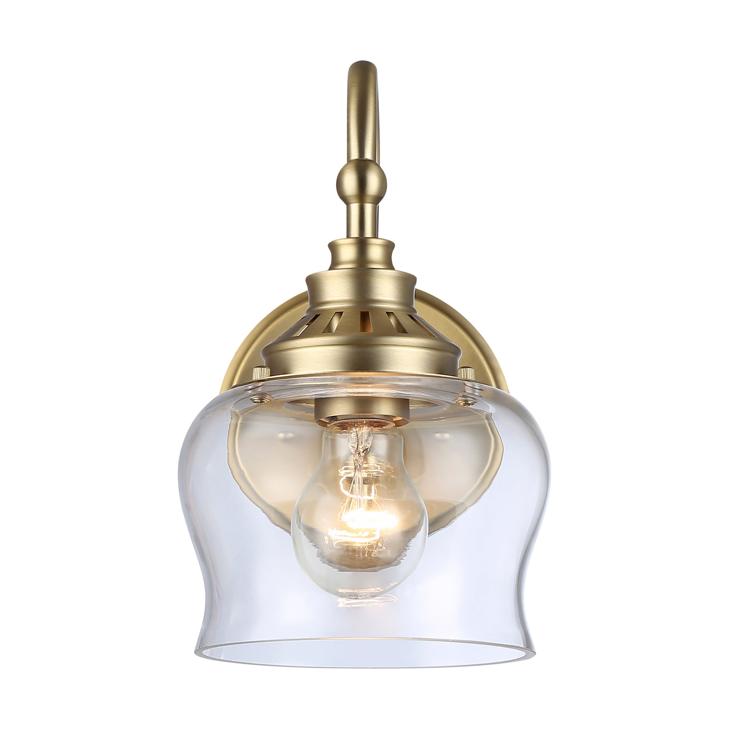 Daphne 1-Light Wall Sconce in Brushed Champagne Bronze with Clear Glass - - Golden Lighting